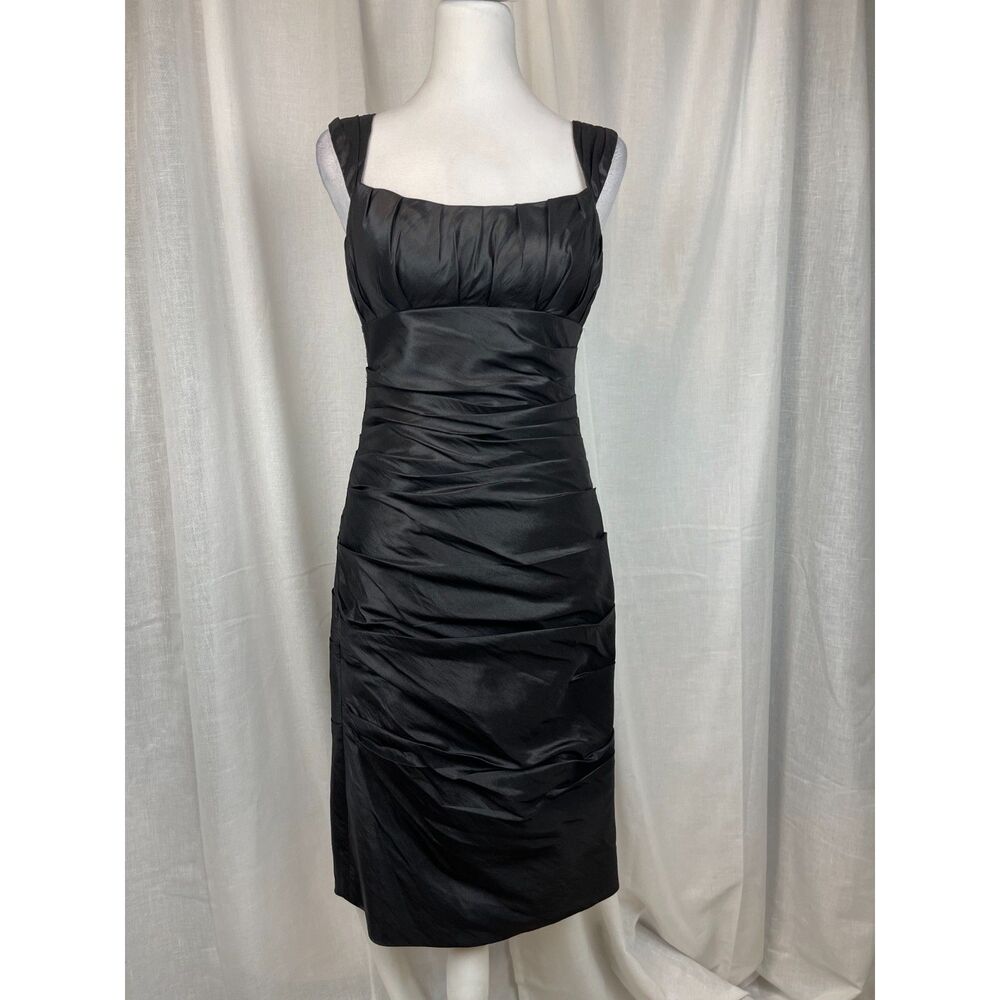 Bill Levkoff Black Satin Cocktail Dress – Size 4, Bridesmaid or Formal Wear